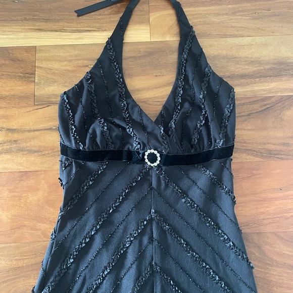 Vintage Fairweather Y2K Black One-Shoulder Halter Dress - Picture 3 of 4